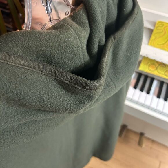 Vintage Y2K 2000s Jacob Olive Hooded Wool Trench Coat L - Picture 13 of 14